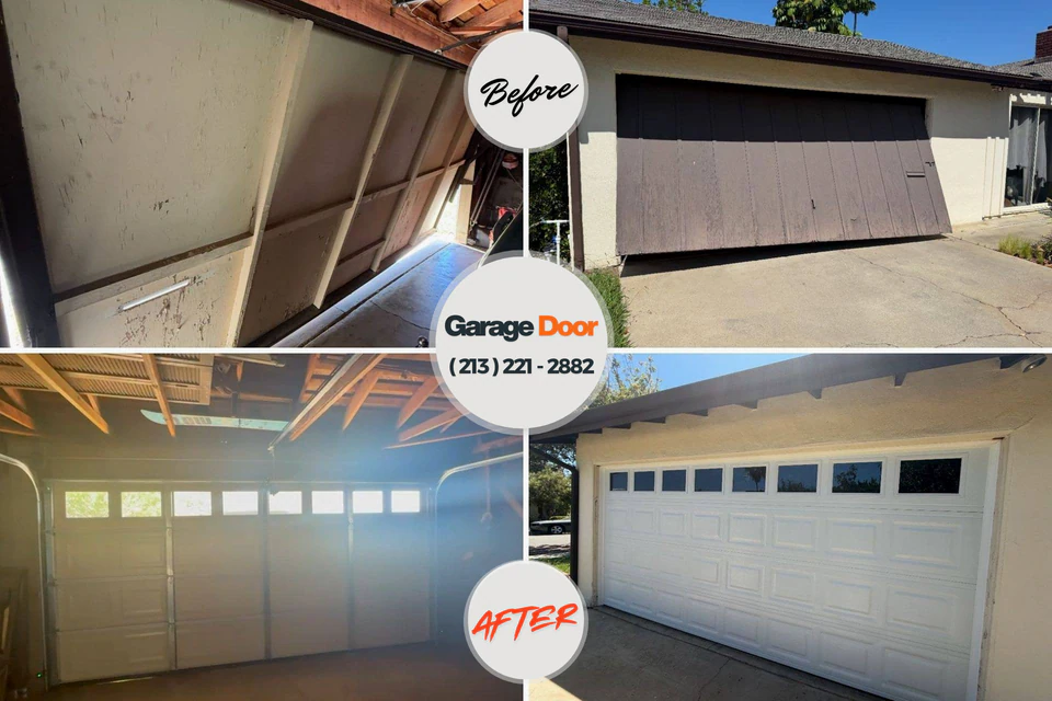 Before and after: garage door repair Midway, NC